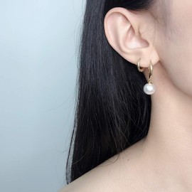 SWJEWEL Faux Freshwater Pearl Pearl Earrings Dangle Drop Pearl Earrings Leverback Earrings Set for Women 18k Gold Plated Hypoallergenic 10mm Big Pink Pearl Statement Earring (Gold)