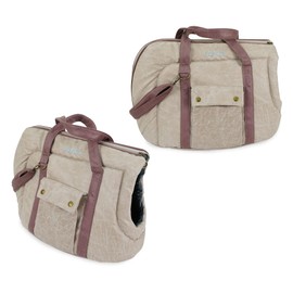 SUSSEXHOME Pets Small Pet Carrier for Small Dogs and Cats - Washable Semi-Open Pet Travel Tote Bag - Adjustable Strap Pet Carrier for Cat Travel Bag - 9.8 x 15.7 x 13 Inch - Light Rose