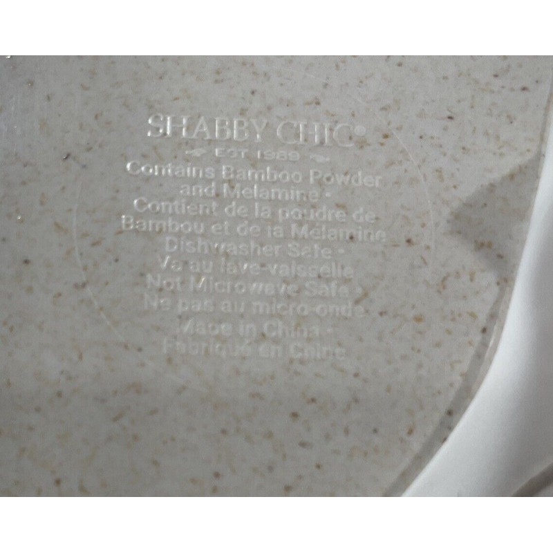 Shabby Chic Set 4 Scalloped 11” Dinner Plates Melamine Shabby