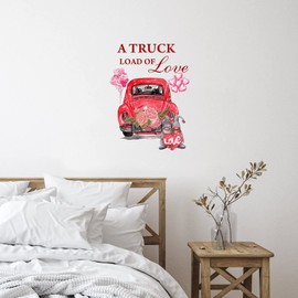 Vinyl Wall Quotes Stickers A Truck Load of Love Valentines Gnome Creative Wall Art Murals Home Wall Decor Love You Balloons Red Pink Wall Decals for Office Bike Cafe Hotel Mirrors 22in