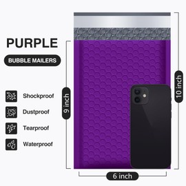 UCGOU Bubble Mailers 6x10 Inch Purple 50 Pack Poly Padded Envelopes Small Business Mailing Packages Opaque Self Seal Adhesive Waterproof Boutique Shipping Bags for Jewelry Makeup Supplies #0