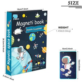 Uooker 38 Piece Space Magnetic Book Puzzle Games, Magnet Jigsaw Activity Board Book, Educational Learning Toys, Teaches Fine Motor Skills and Imagination, for Boys Girls Kids Toddler 3+ Year Olds