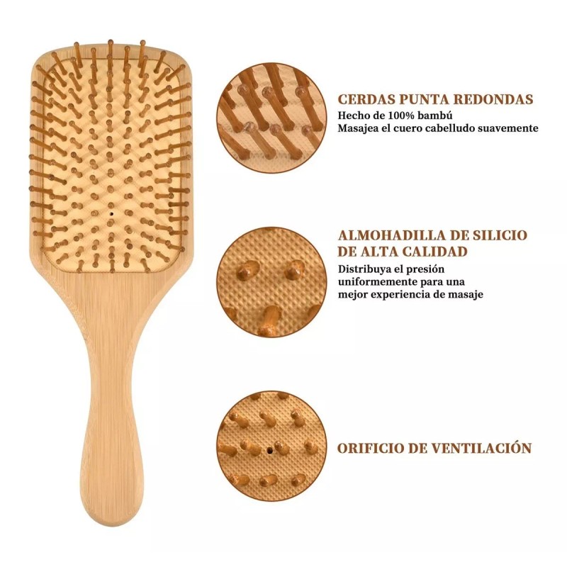 Mololan Kit De Peines De Sándalo Natural Desenredar Cabello Rizado