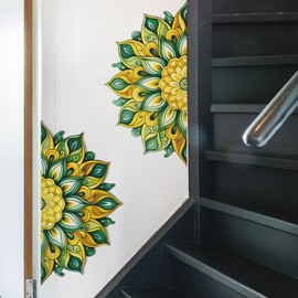 Wall Stickers Decorative Green North Indian Flowers Language Stylish Wallpaper Removable Wall Sticker DIY Decor Living Room Bedroom Kids Room Wall Art Boys Girls Room Wallpaper Rental Wall Art