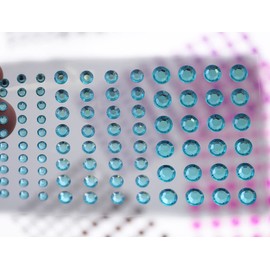 Blue Aqua Self Adhesive Acrylic Rhinestones 3 Sizes 4mm 6mm 8mm Plastic Face Gems Stick On Body Jewels Hair Crystals for DIY Cards and Invitations Crafts Bling Sticker - 5 Sheets - 480PCS