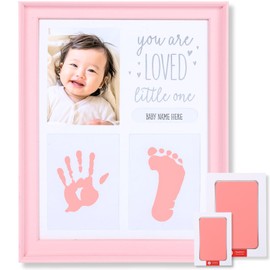 cotoms Baby Handprint Stamp, No Smudge Hands and Feet Photo Frame, Memorial Box, Handprint, Foot Shape, Baby Shower, Naming (Peach)