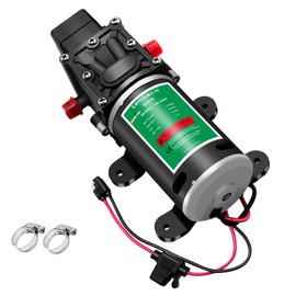 LONGRUN Fresh Water Pump 12V DC Diaphragm Pump with Adjustable Pressure Switch 6L/Min 1.56GPM Self Priming Sprayer Pump with 2 Hose Clamps 100PSI Agriculture Pump for RV Camper Marine Boat Garden Lawn