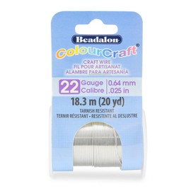Beadalon ColourCraft Wire, 22 Gauge / 0.64 mm, Silver Color,18.2 m / 20 yd Spool