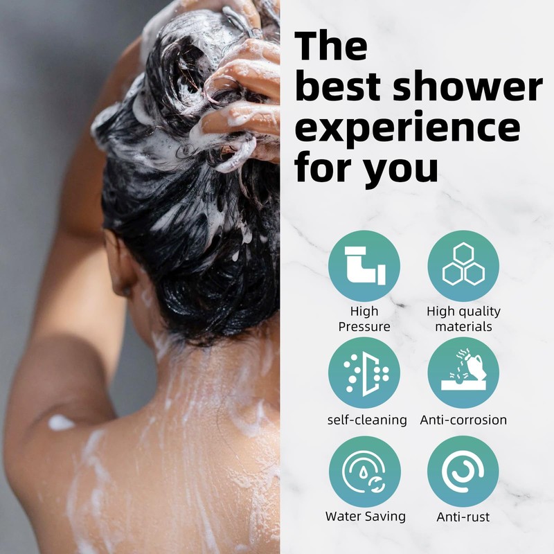 Cobbe 8 Functions Shower Head with handheld, High Pressure Shower