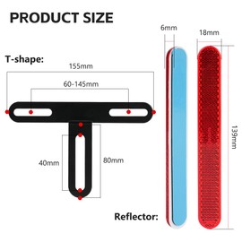 AYBUY Motorcycle Reflectors, Long T- Rectangular Safety Reflector, Strong Reflective Ability Red Light Reflectors, Red Safety Warning Reflector for Trucks Bicycle Trailers Gate Posts