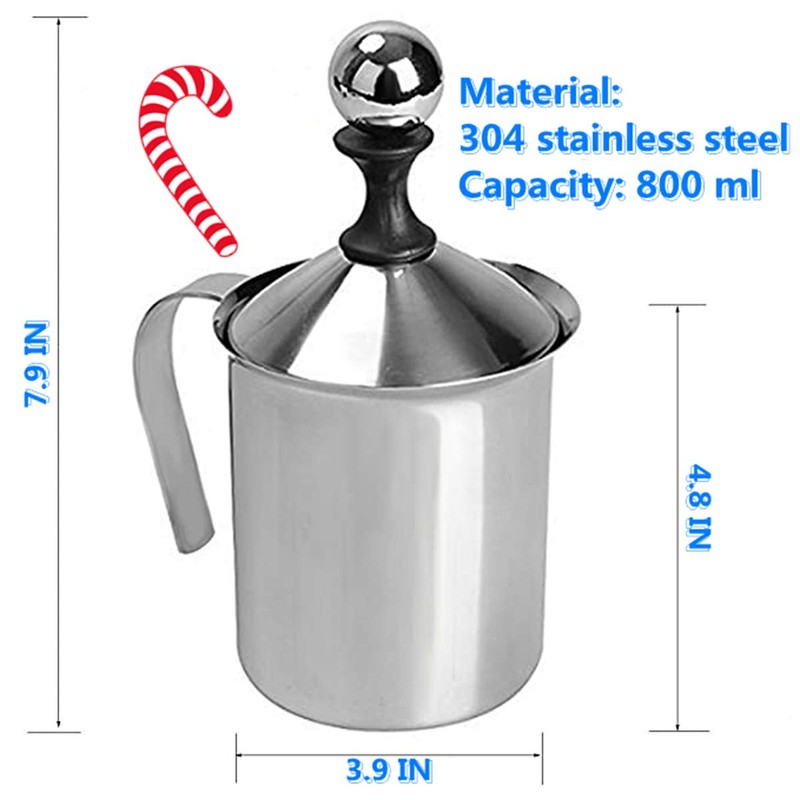 304 Stainless Steel Double-layer Manual Foamer for Milk Coffee, etc.