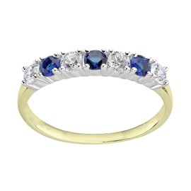 Old English Jewellers 9ct Yellow Gold on Silver Blue Sapphire Eternity Ring sizes J - V (O)