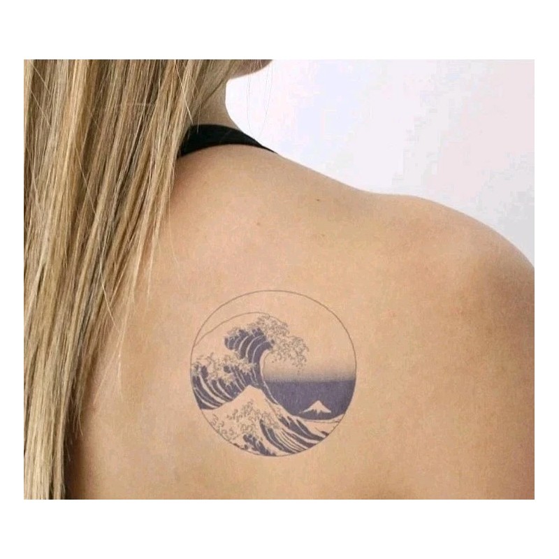 INKARTLINK Beach Waves INKARTLINK Temporary Tattoo Tattoos Great Wave Kanagawa