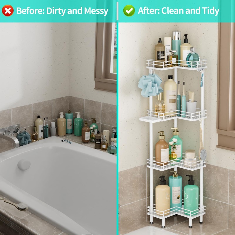 HapiRm Corner Shower Caddy Organizer - 4 Tier Shower Organizer