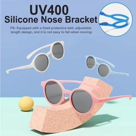 FBHLZ Baby polarized sunglasses UV400 with anti-falling headband TPEE material UV proof suitable for babies 0-12 Months