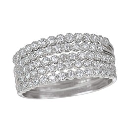 Sterling Silver Bezel Set 5 Cubic Zirconia Ring Stack