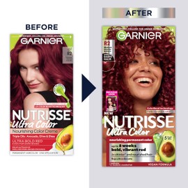 Garnier Hair Color Nutrisse Ultra Color Nourishing Creme, R2 Medium Intense Auburn (Goji Berry) Red Permanent Hair Dye, 1 Count (Packaging May Vary)