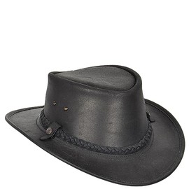 Divergent Retail Original Cowboy Aussie Real Leather Australian Western Outback Bush Hat WILDHAT Size 2XL Black
