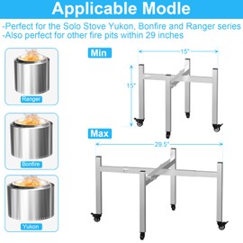 Universal Firepit Stand for Solo Stove Ranger, Bonfire, Yukon Fire Pit, Adjustable Fire Pit Stand for 15" to 29" Solo Stove Fire Pit and Other FirePit, Fireplace Accessories for Outside and Camping