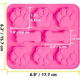 Puppy Dog Paw & Bone Shape Silicone Chocolate Mould Silicone Mold for Baking Dog Treats Candy, Cookie, Yogurt, Jelly, Ice Cubes, Baking Tools