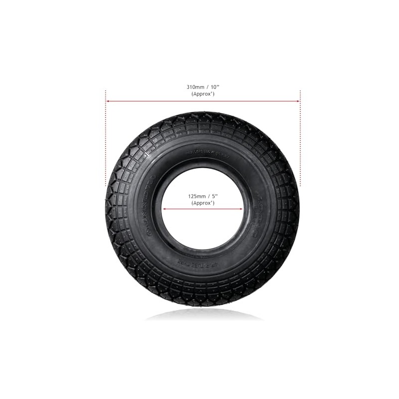 SPARES2GO Mobility Scooter Tyre 4.00x5 Block Tread 4.00-5 400x5 400-5