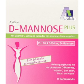 Avitale D-Mannose Plus 2000mg Stick with Niacin and Biotin to Promote Bladder Mucosa (Pack of 15)