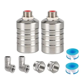 Byttlerom 2 Pack 1/2inch 3/4inch Auto Fill Shut Off Water Tank Float Valve, 304 Stainless Steel Water Level Control Valve
