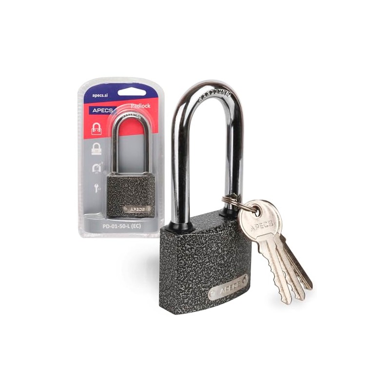 APECS Padlock Long Shackle for Outdoor and Internal Use with