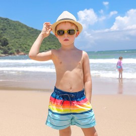 Angel season - Bañador para niños, con forro de compresión, secado rápido, tallas 2-10, Azul/claro, 8-9 Años