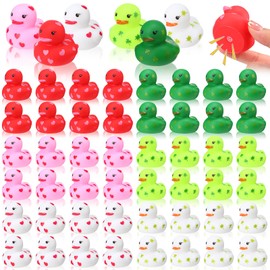 Shappy St. Patrick's Day Rubber Ducks Valentines Love Rubber Duckies Novelty Squeeze Shamrock Duck Small Ducks Bath Toy for Classroom Prizes Party Favors(Sweet Color, 48 Pcs)