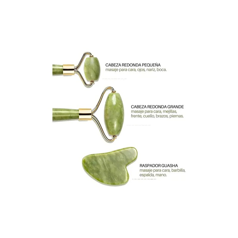Kit Rodillo Y Piedra Gua Sha Masajeadora Anti-arrugas Kit 2