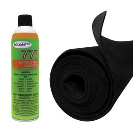 Polymat Quality 1 can 777LV Glue + 3ftX4ft Wide Black Speaker Box Carpet Cabinet Enclosure Carpet Truck Car Trunk Liner, and Dash Cover