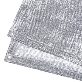 Aluminum Foil 90-95% Heavy Duty Shade Cloth Mesh Sun Block Fabric Sun Reflect Pet Shade Garden Cover Canopy with Grommets 10 ft x 12 ft