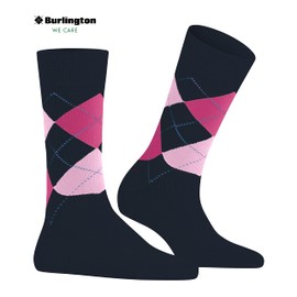 Burlington Women's Queen Socks Breathable Sustainable Organic Cotton Reinforced with Flat Seam for Pressure-free Toe Fashionable with Argyle One-SIZE-FITS-ALL as a Gift 1 Pair, Blue (navy 6123) - new