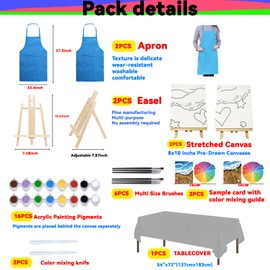 VALLSIP 2 Pack Paint and Sip Canvas Painting Kit Pre Drawn Canvas for Painting for Adults Stretched Canvas Couples Games Date Night Paint Party Anniversary Valentines Day