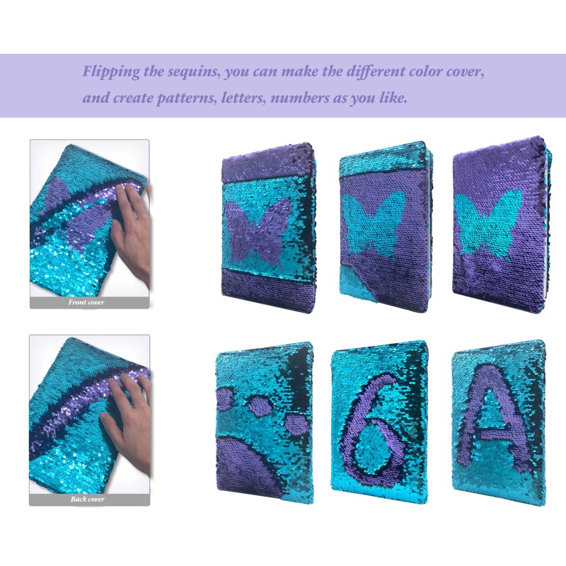 A5 Notebook Kids Journal Notebooks Sequins Diary Notebook Stationery for
