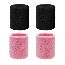 WUDQIJI Set of 4 Wristbands, Sports Bands, Wrist Support, Wrist Support, Wrist Protection, Muscle Training, Wrist Guard, Wrist Support, Absorbent, Soft to the Skin, Sweat Wiping Wristband, Breathable