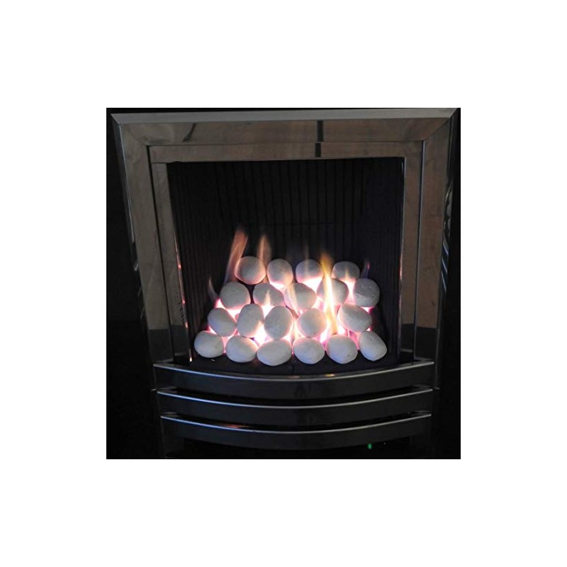 HMB 24 Pcs White Stone-Like Ceramic Pebble for Gas Fireplace