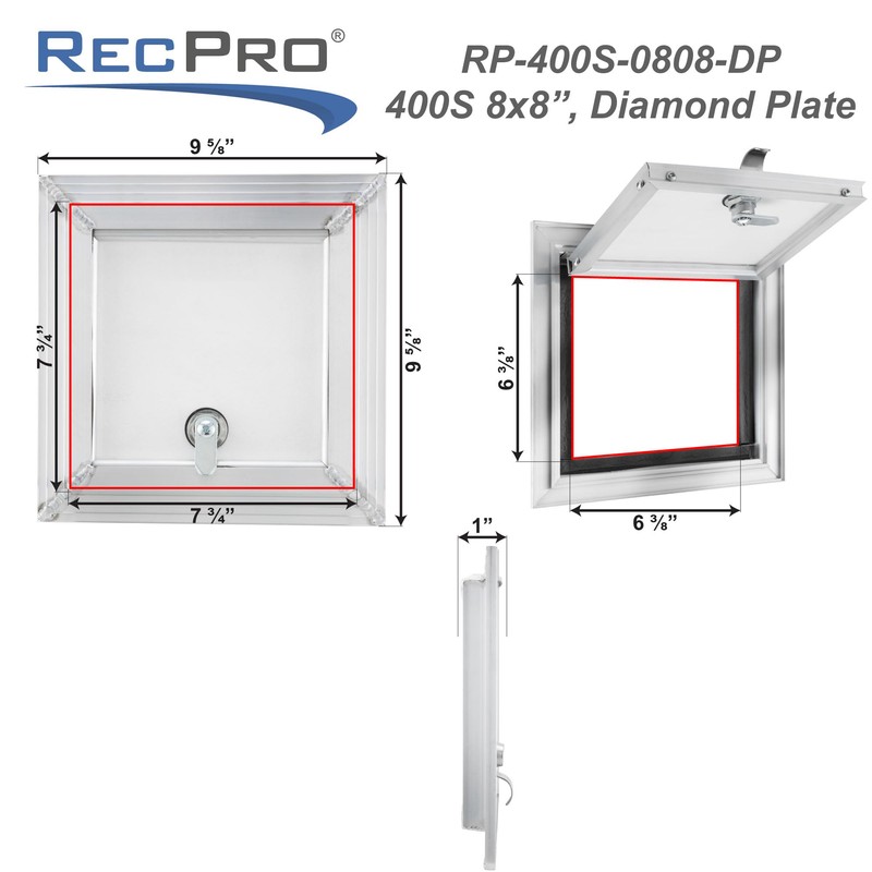 RecPro RV Square Baggage Door | Diamond Surface Plate |