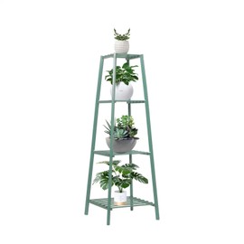 MoNiBloom 4 Tier Plant Stand, Tall Metal Wood Shelf Holder for Indoor, Outdoor Display Rack Flower Pot Stand for Corner Living Room Balcony Garden Patio