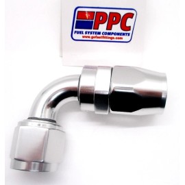 Performance Plumbing Components 12 an Reusable swivel hose End 90 Degree SimChrome Polished Silver anodized alum