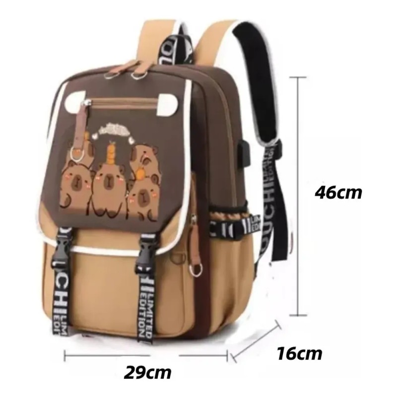 Bonita Bolsa De Capibara Con Gorra Grande Para Niñas Adolesc