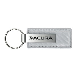 Au-TOMOTIVE GOLD Carbon Fiber Rectangular Leather Key Chain for Acura (White)
