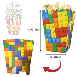 12 PCS Building Block Popcorn Boxes Building Block Party Supplies Building Block Party Favor Boxes Building Block Birthday Party Favors Building Block Party Decoration
