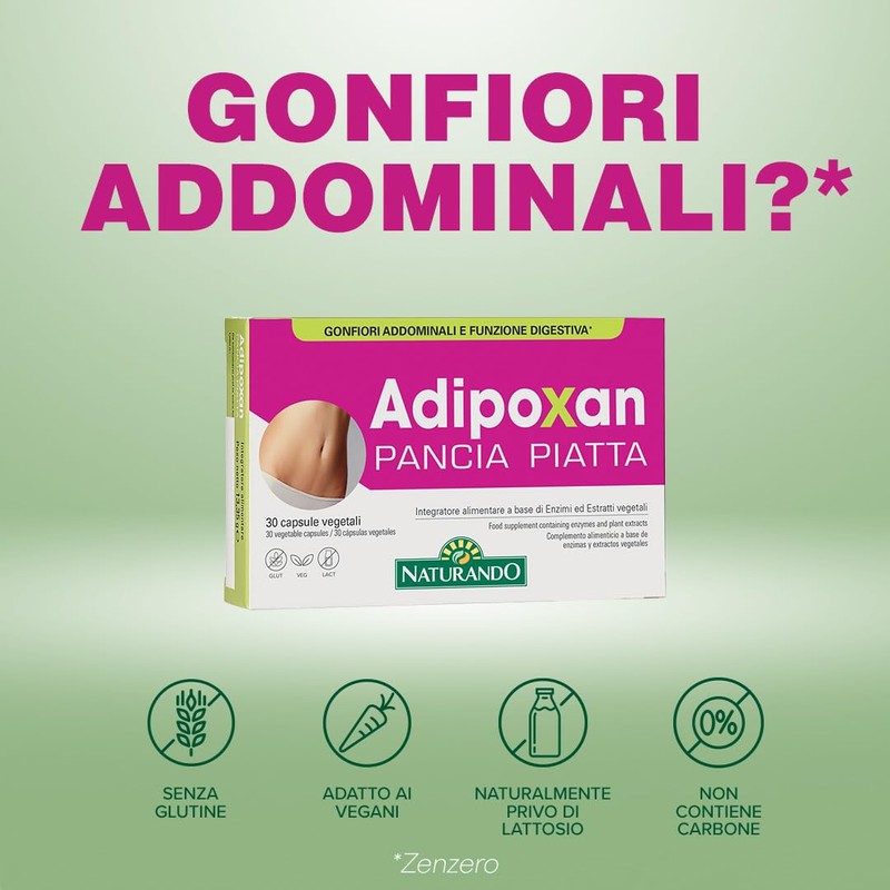 Naturando Adipoxan Pancia Piatta, Contrasta i Gonfiori Addominali e Favorisce