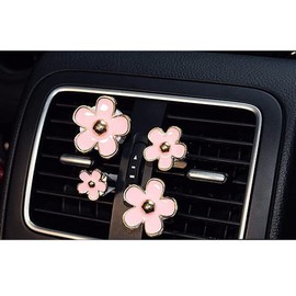 4 Daisy flower vent clip, car air freshener clip, vent ornament (pink)