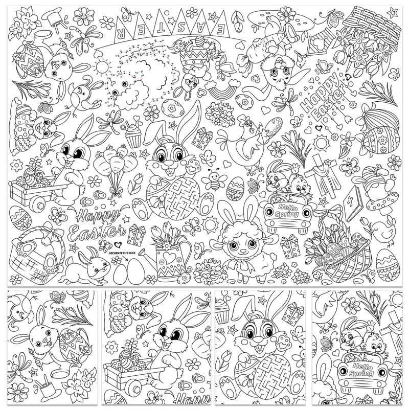 HOWAF Paper Tablecloth for Colouring Easter, Colouring Tablecloth Easter Colouring