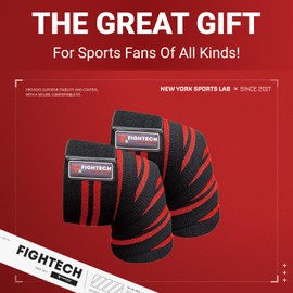 FIGHTECH Knee Wraps for Weightlifting - 82" Long | Men & Women | Ideal for Squats, Leg Press, Cross Training, Bodybuilding, and Gym WODs