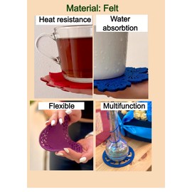 Stylish Set of 6 Drink Coasters for Coffee and Dining Table - Cute Cup Coasters for Home Decor - Perfect Housewarming Gift (Leaf Pink)