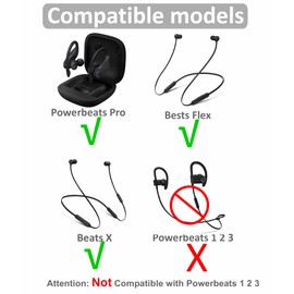 8 Pairs Powerbeats Pro Ear Tips Buds, 4 Size Replacement Soft Flexible Fit in Case Noise Reduce Silicone Rubber Earbuds Eartips Wing Skin Accessories Compatible with Beats Flex/BeatsX - White